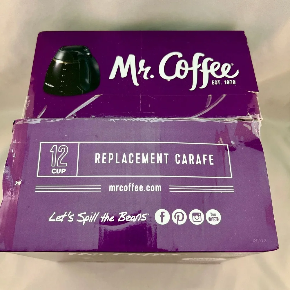 Mr. Coffee Replacement Carafe 12 Cup Black New Glass Drip-Free Spout MRC37494